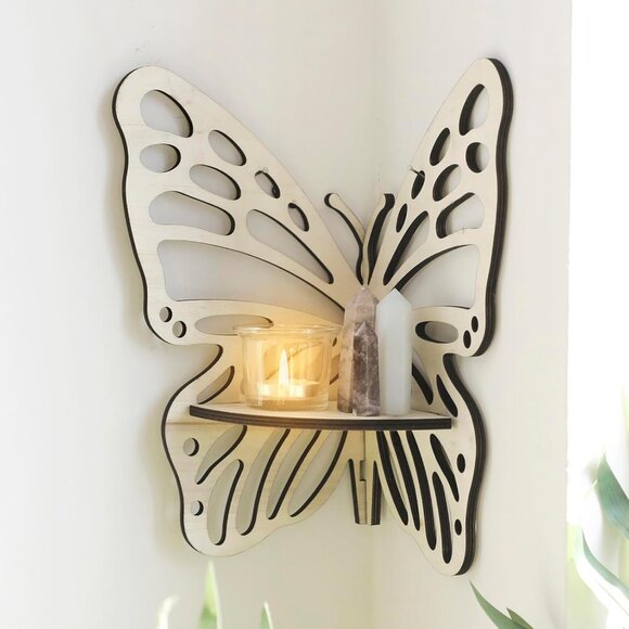 Crystal Shelf Display -2 Pcs Butterfly Floating Shelves for Wall Corner Shelf fo - Picture 4 of 6